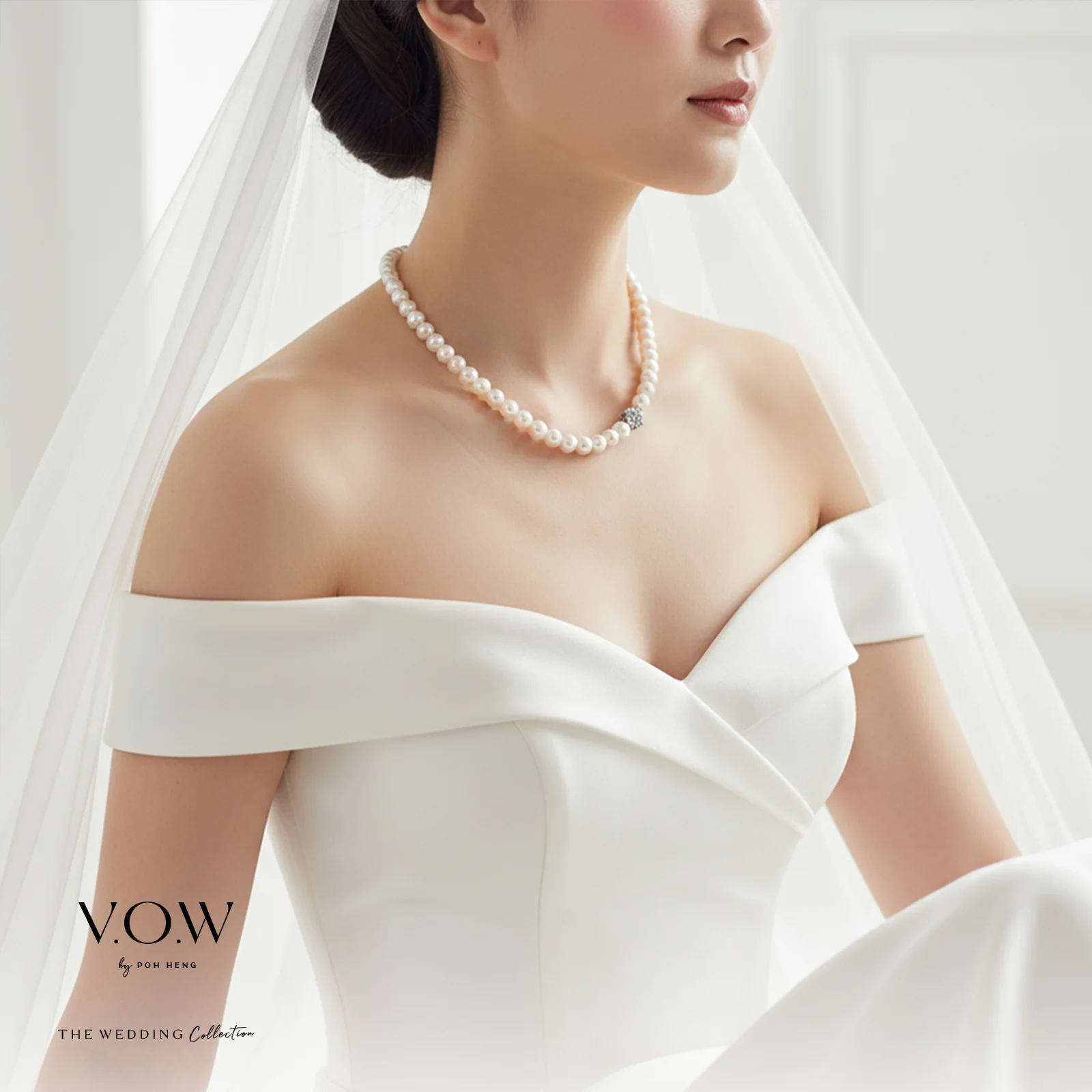 Akoya Pearl Necklace with Diamond in White Gold (FPRLLINES0523A) - Image 3