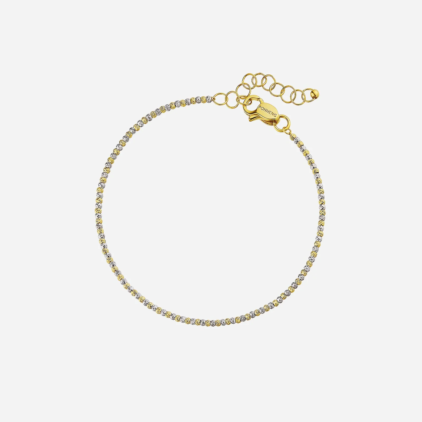 Beaded Chain Bracelet in Yellow White Gold (E22KGROUP167V0516A)