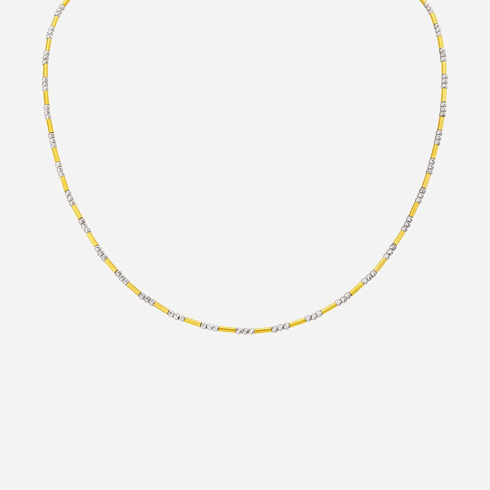 Beaded Chain Necklace in Yellow White Gold (F22KSTYLE0450A)
