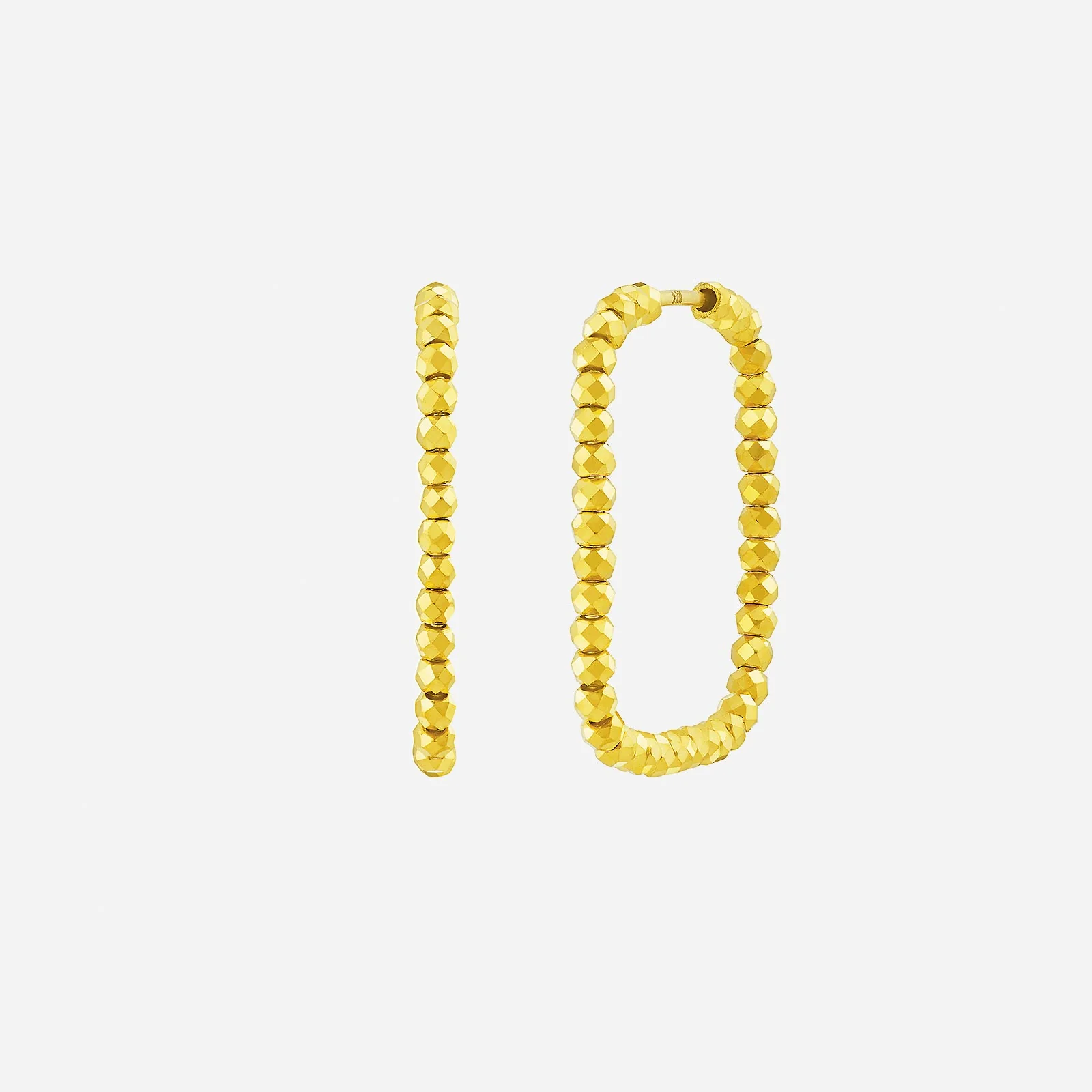 Beaded Square Hoop Earrings in Yellow Gold (H22KSTYLE1392A)