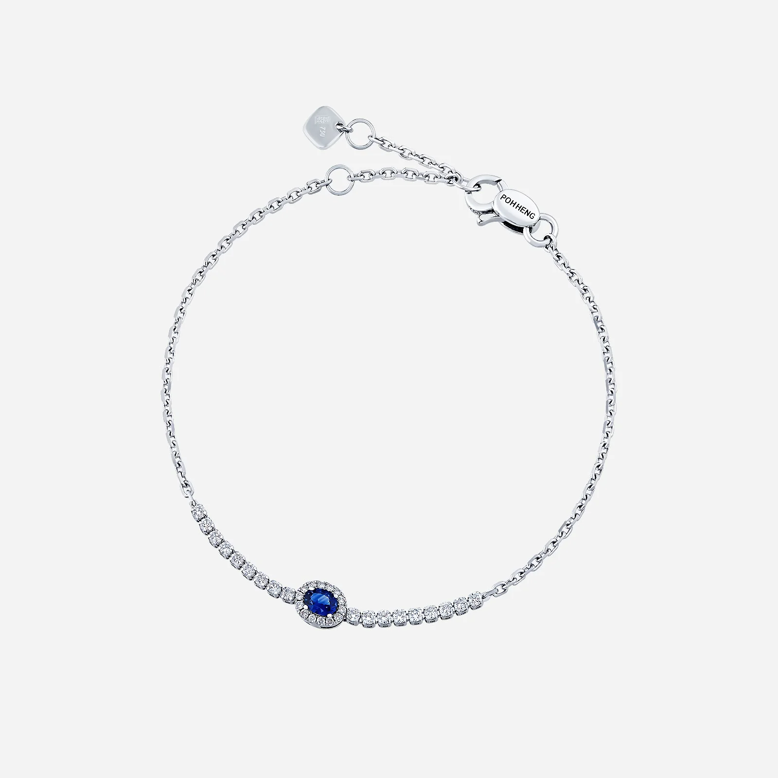 Blue Sapphire Bracelet with Diamond in White Gold (ESAPSTYLE0650A)