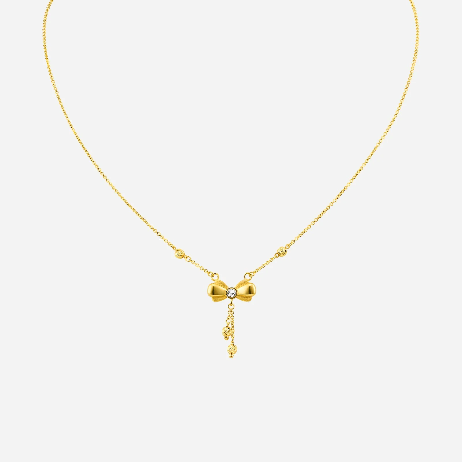 Bow Ribbon Necklace in Yellow White Gold (F22KGROUP104V0426A)