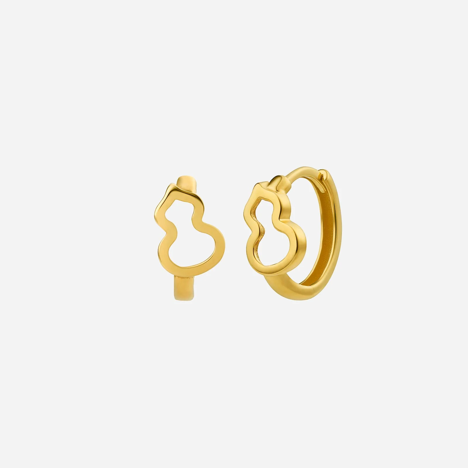Chinese Gourd Huggie Earrings in Yellow Gold (H22KSTYLE1191A)