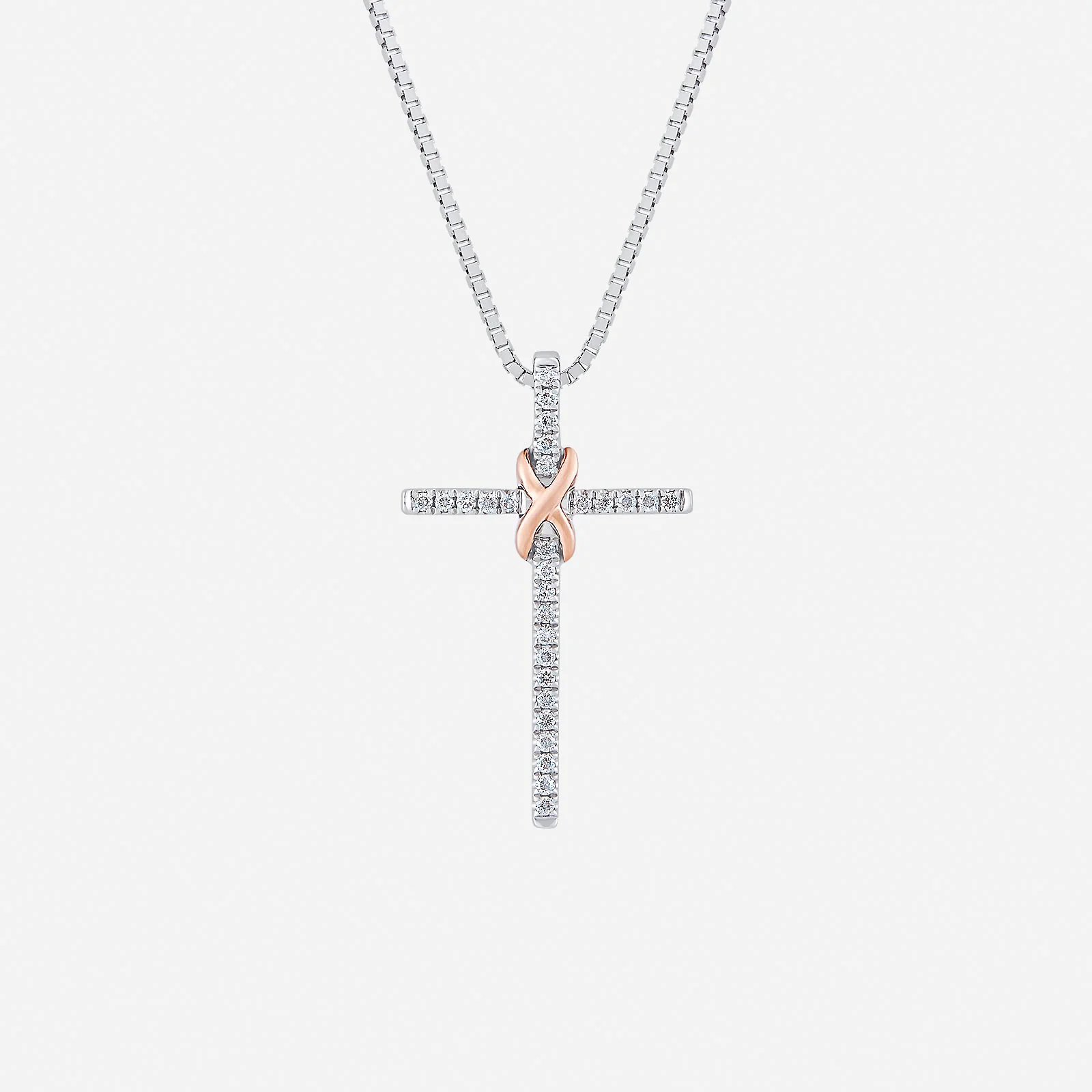 Cross Diamond Pendant in White Rose Gold (GDIACROSS1784A)