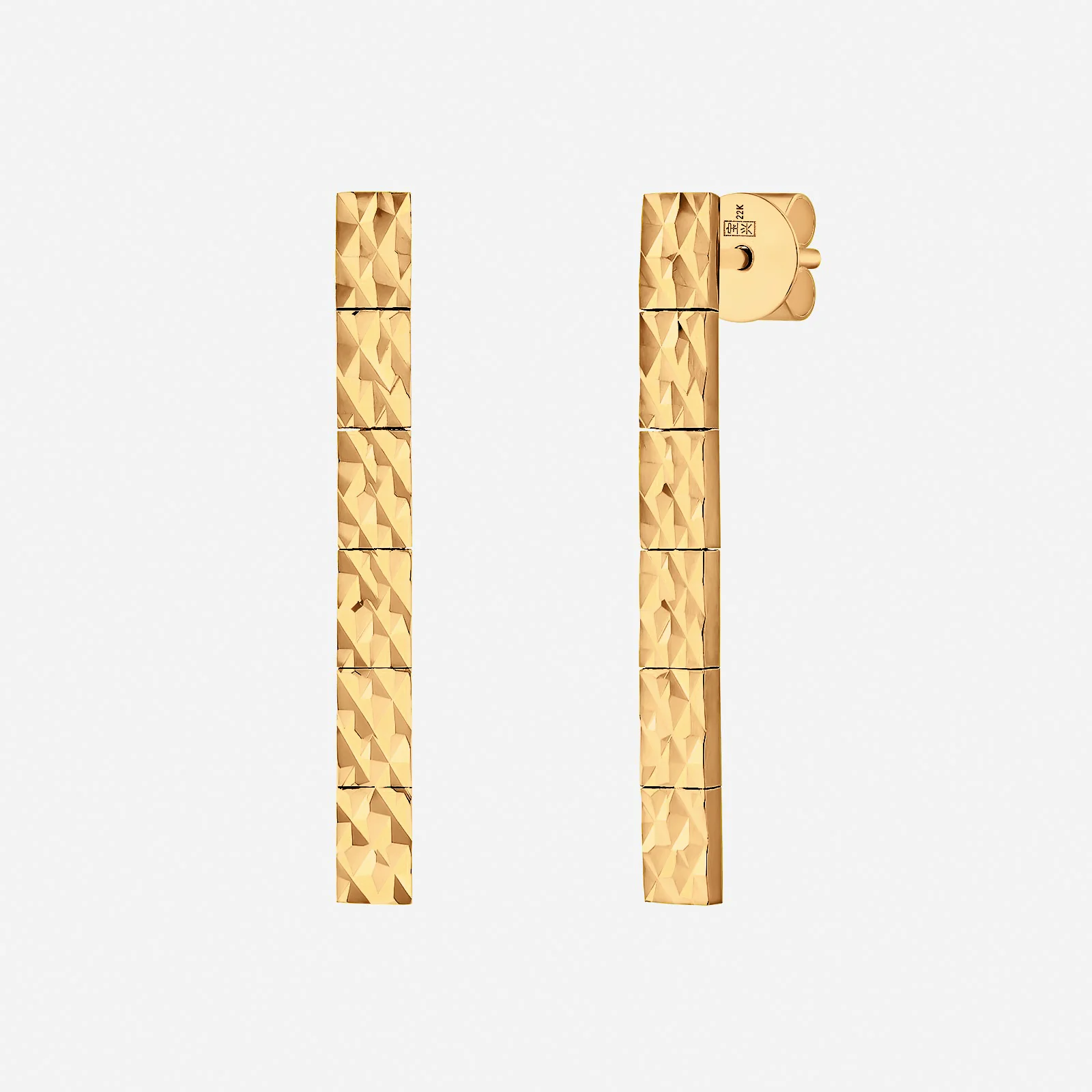 Dazzle Textured Link Earrings in Yellow Gold (H22KGROUP223V1633A)