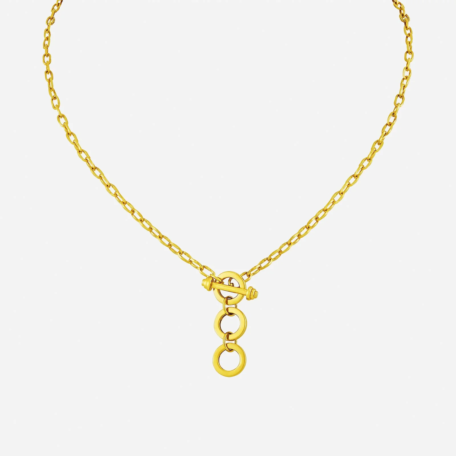 Deux Belle Bar Chain Necklace in Yellow Gold (F22KSTYLE0545A)
