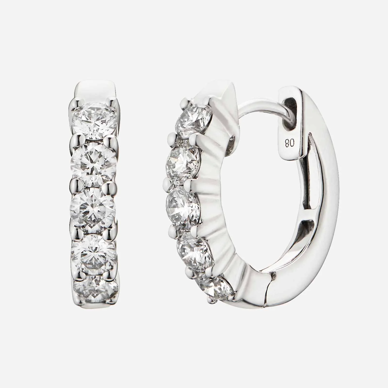 Diamond Huggie Earrings in White Gold (HDIALINES007X1000A)
