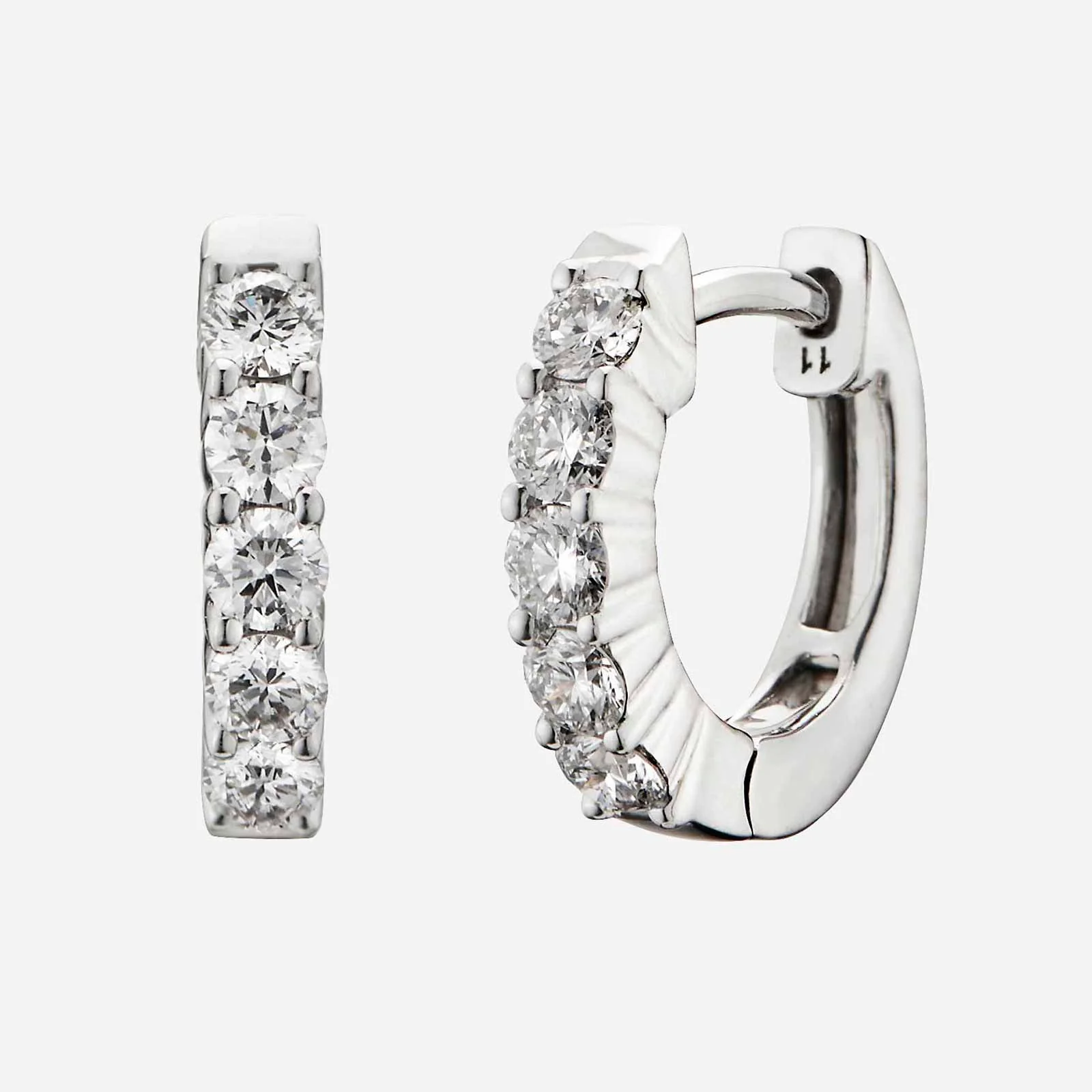 Diamond Huggie Earrings in White Gold (HLINES007X0002A)