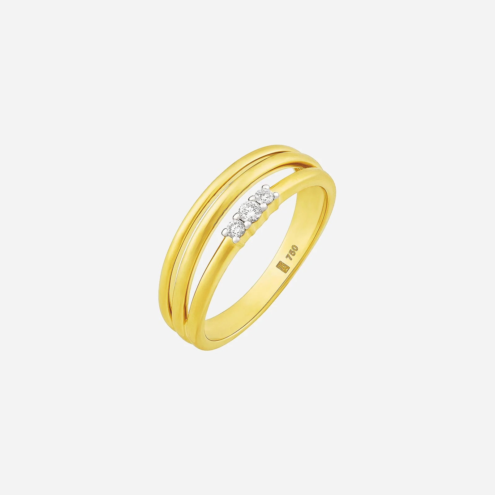 Duo hoop Diamond Ring in Yellow White Gold (ADIAGROUP170V0943A)