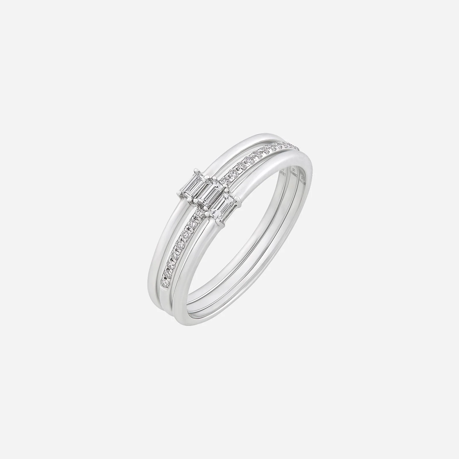 Elegant Trio Line Diamond Ring in White Gold (ADIAFREESTYLE1068A)