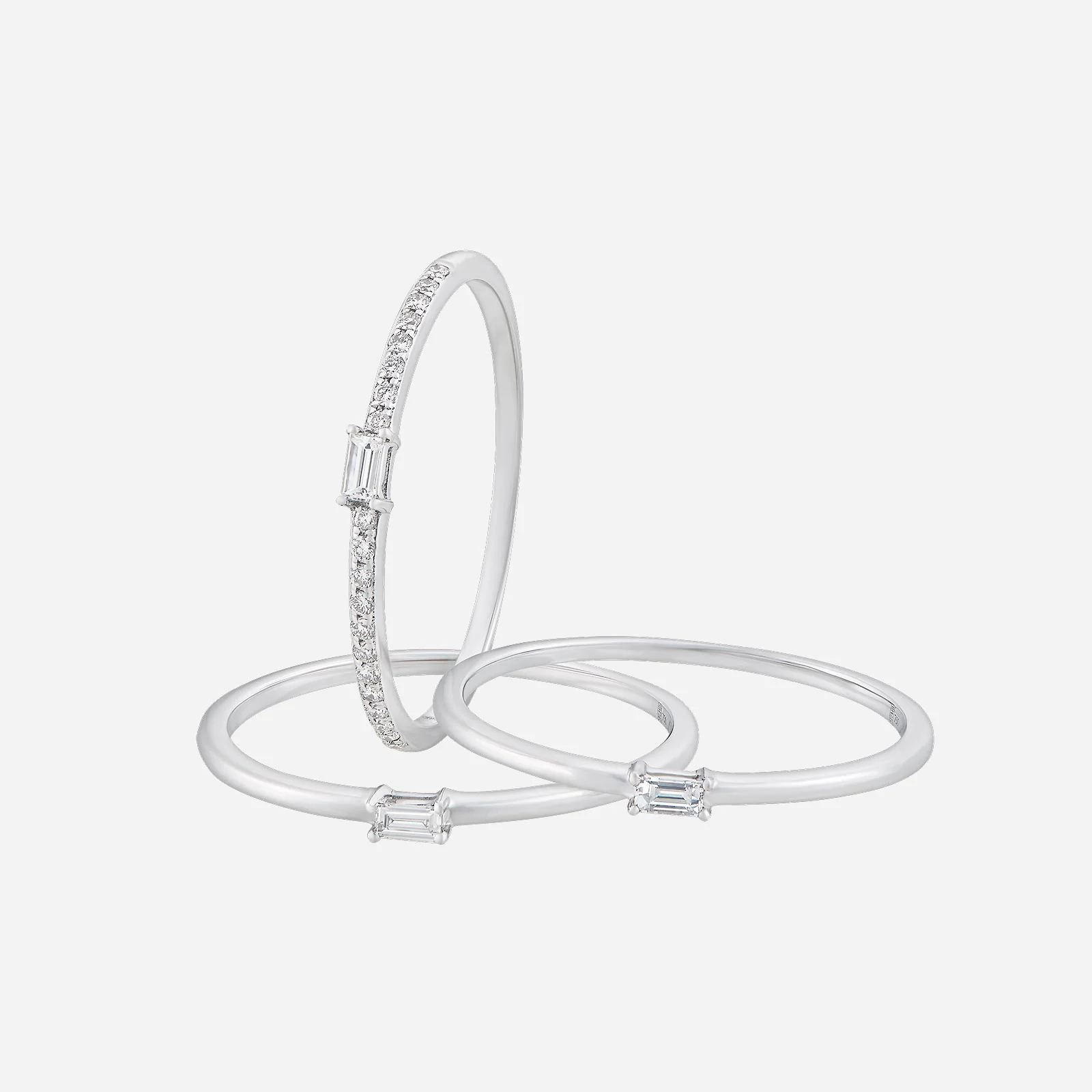 Elegant Trio Line Diamond Ring in White Gold (ADIAFREESTYLE1068A) - Image 2
