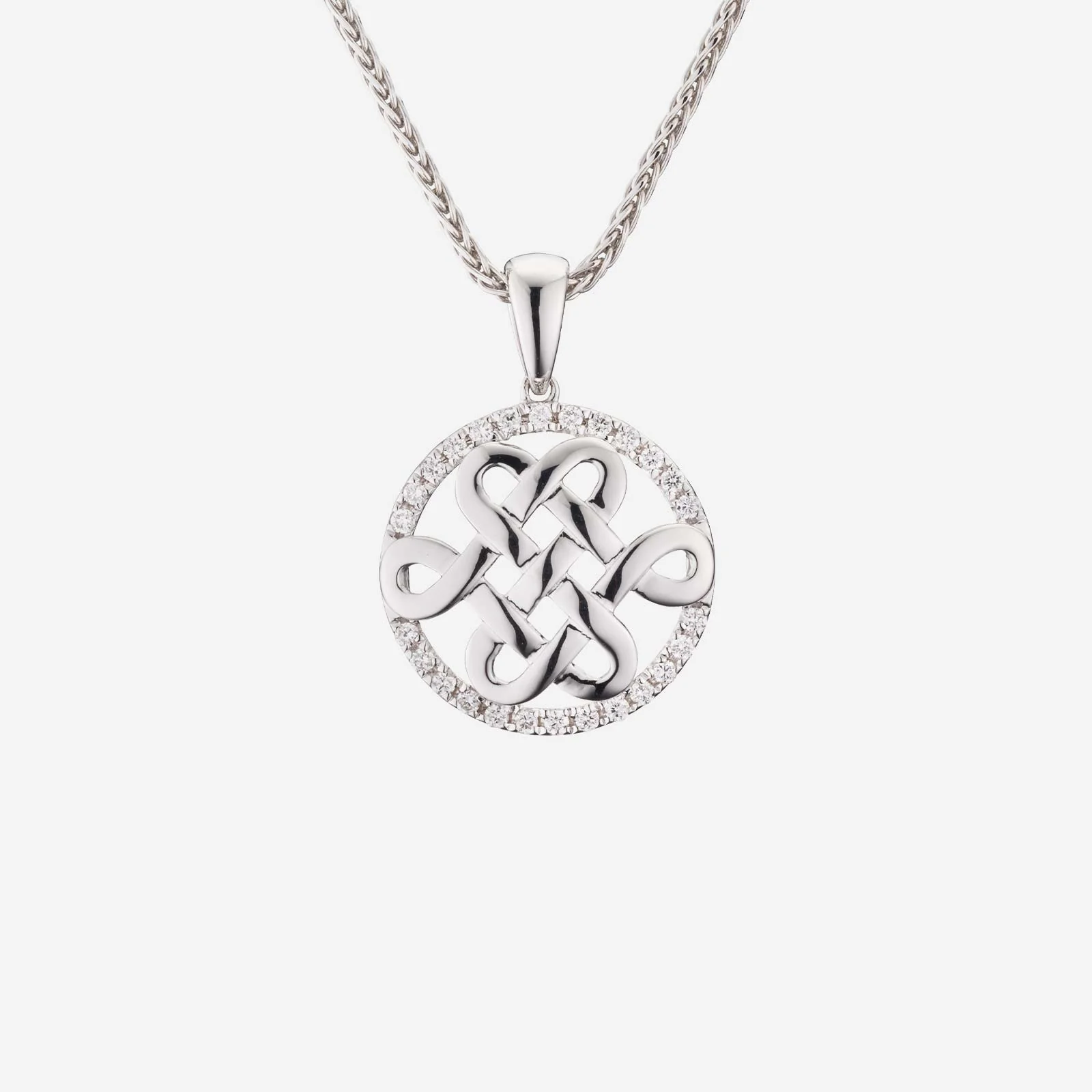 Eternity Knot Diamond Pendant in White Gold (GDIAEKNOT1067A)