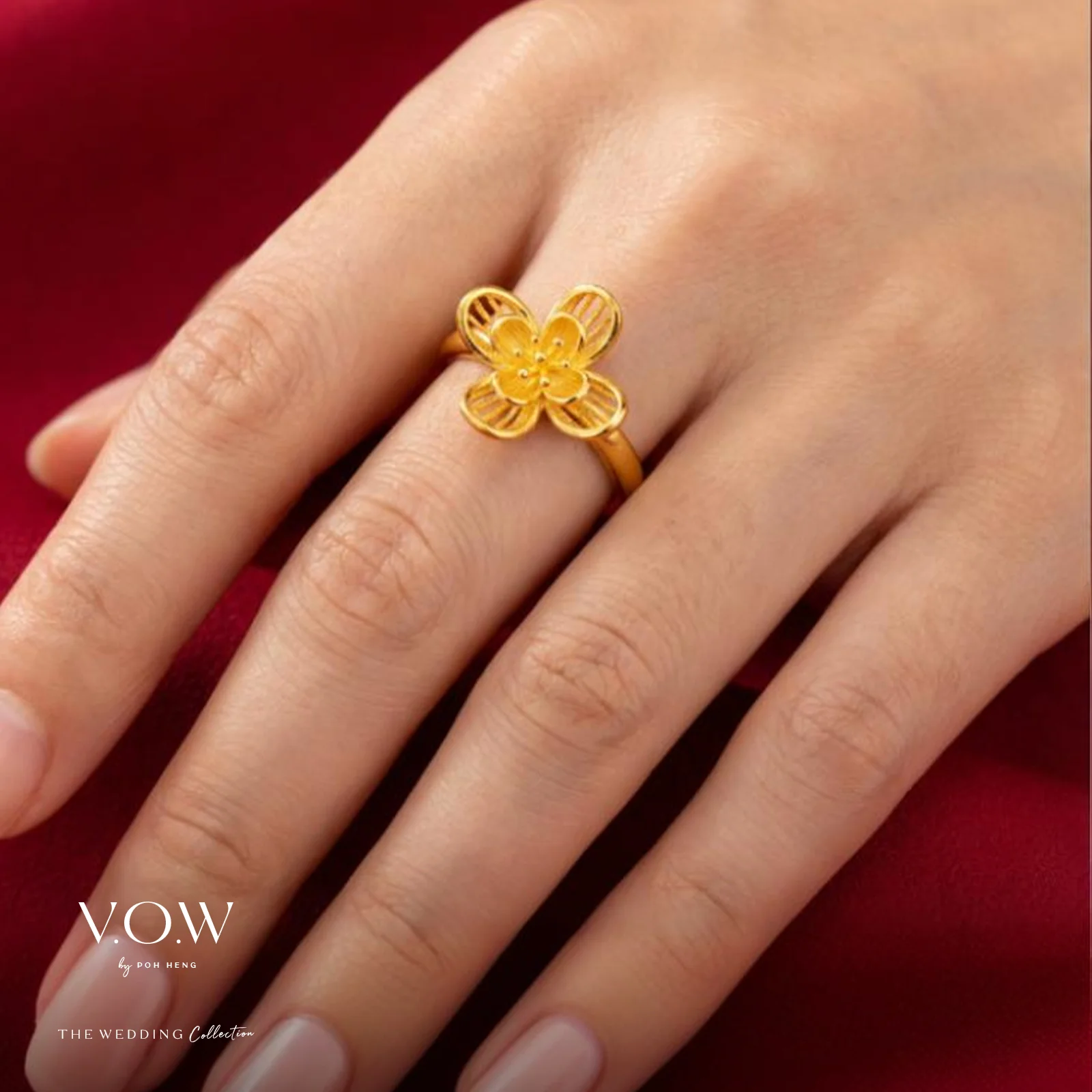 Flower Ring in Yellow Gold	 (A999GROUP068V0784A) - Image 2