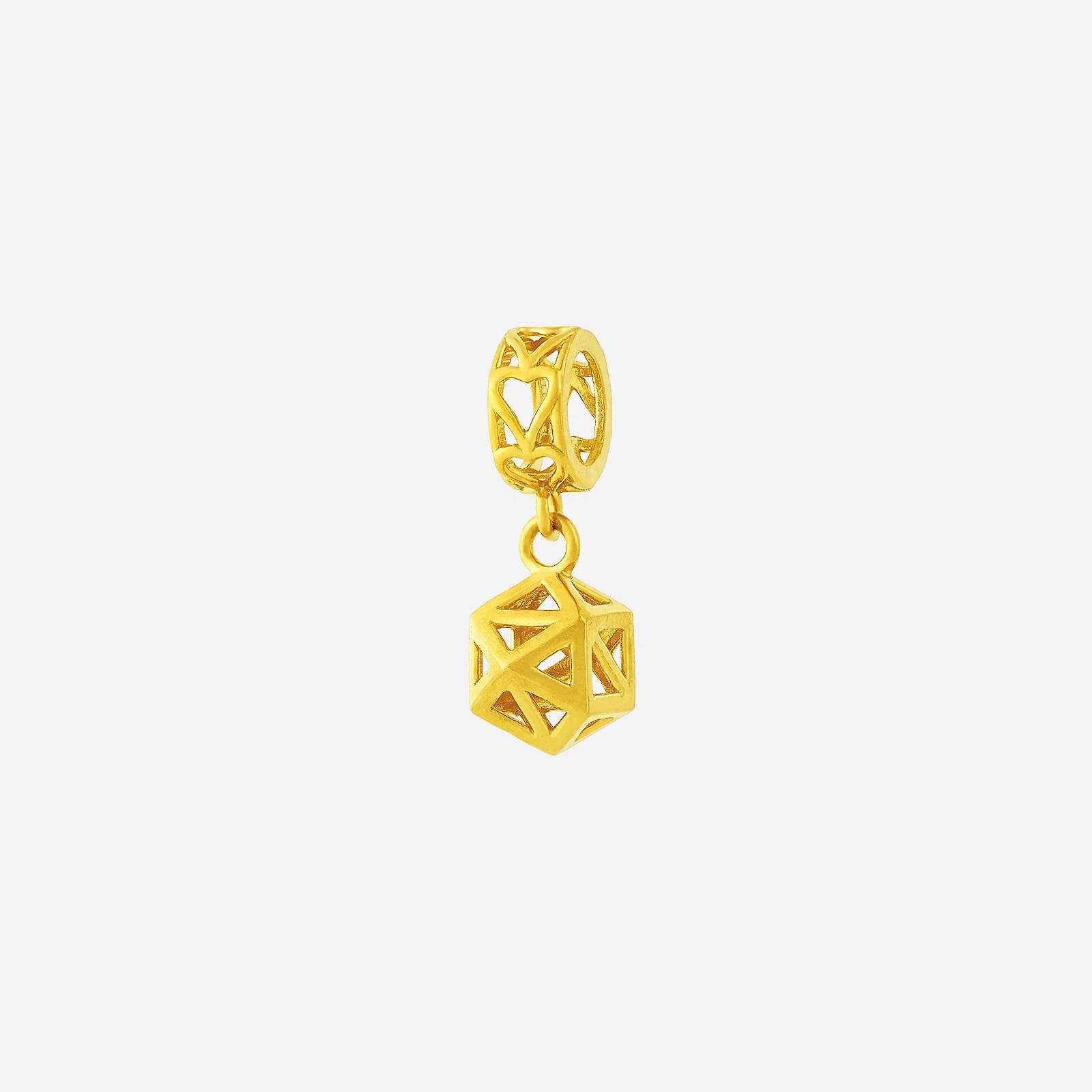 Geometric Cube Charm Pendant in Yellow Gold (G22KSTYLE1846A)