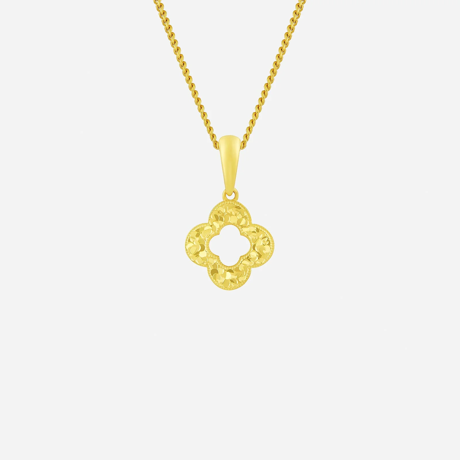 Glittering Clover Pendant in Yellow Gold (G22KSTYLE1721A)