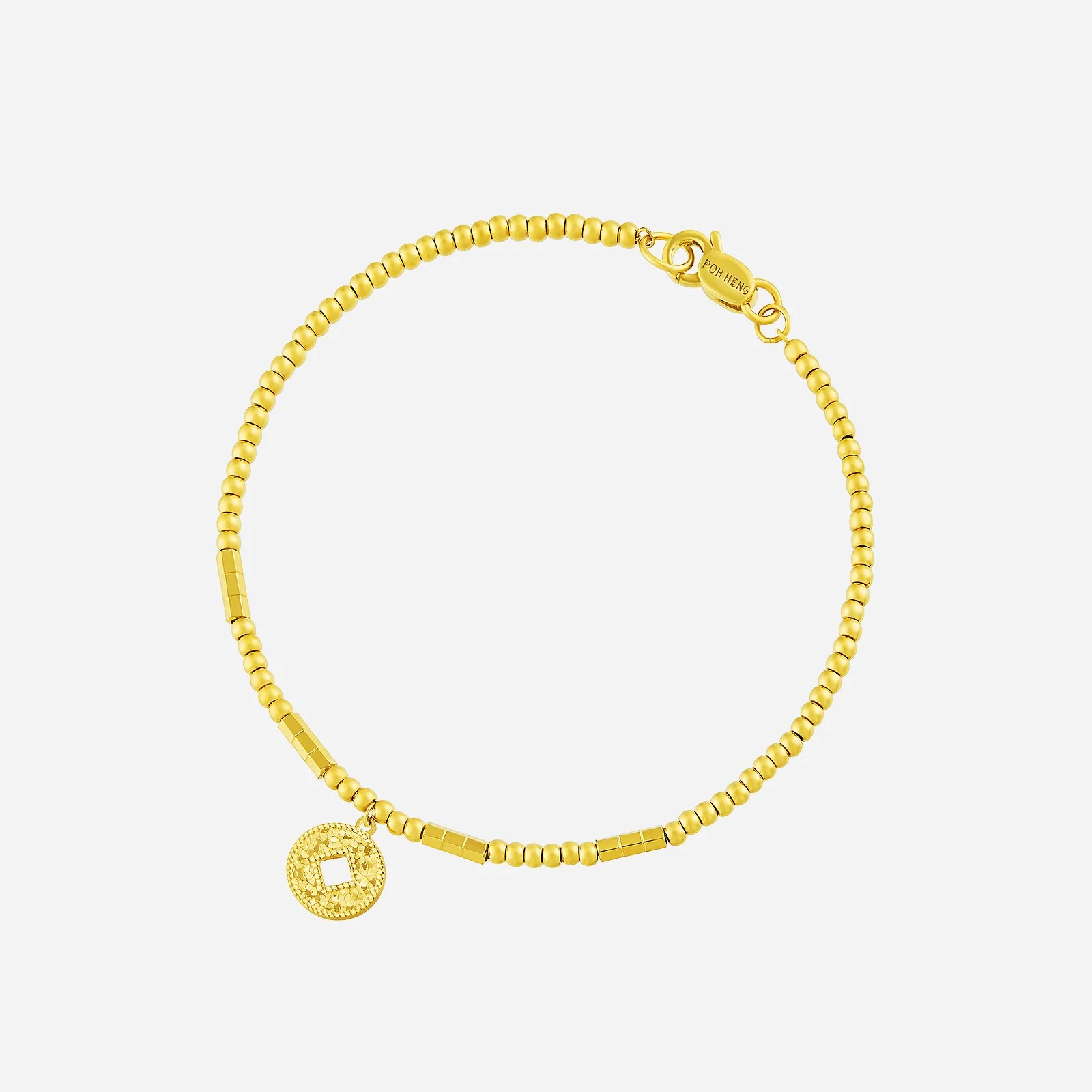 Golden Coin Beaded Bracelet in Yellow Gold (E22KSTYLE0671A)