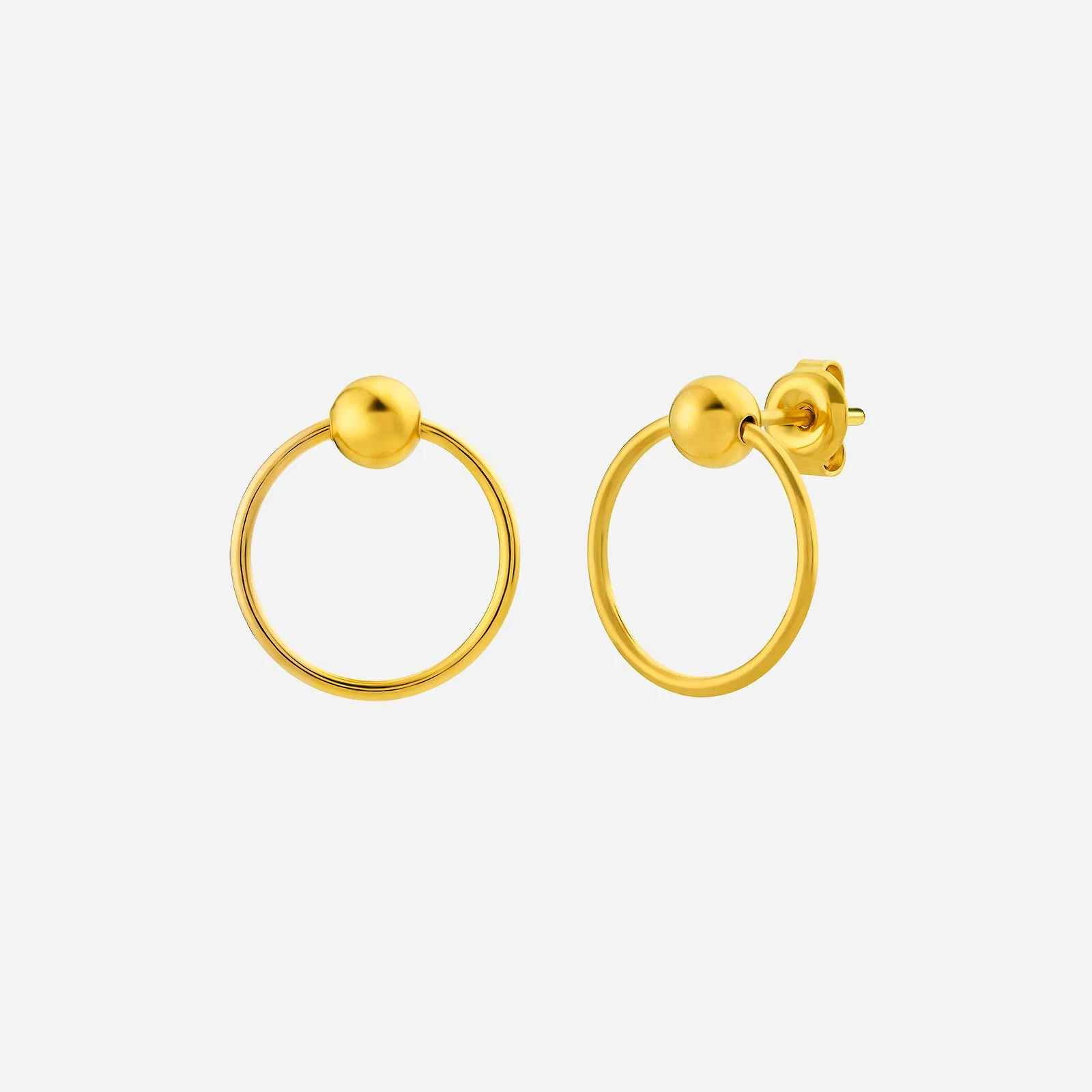Hoop Bead Earrings in Yellow Gold (HSTYLES095T0441A)