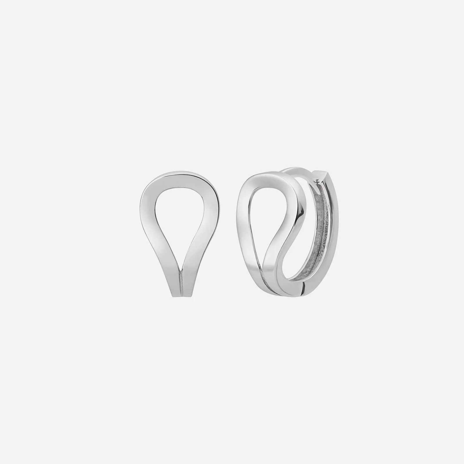 Inverted Teardrop Huggie Earrings in White Gold (H750STYLE1201A)
