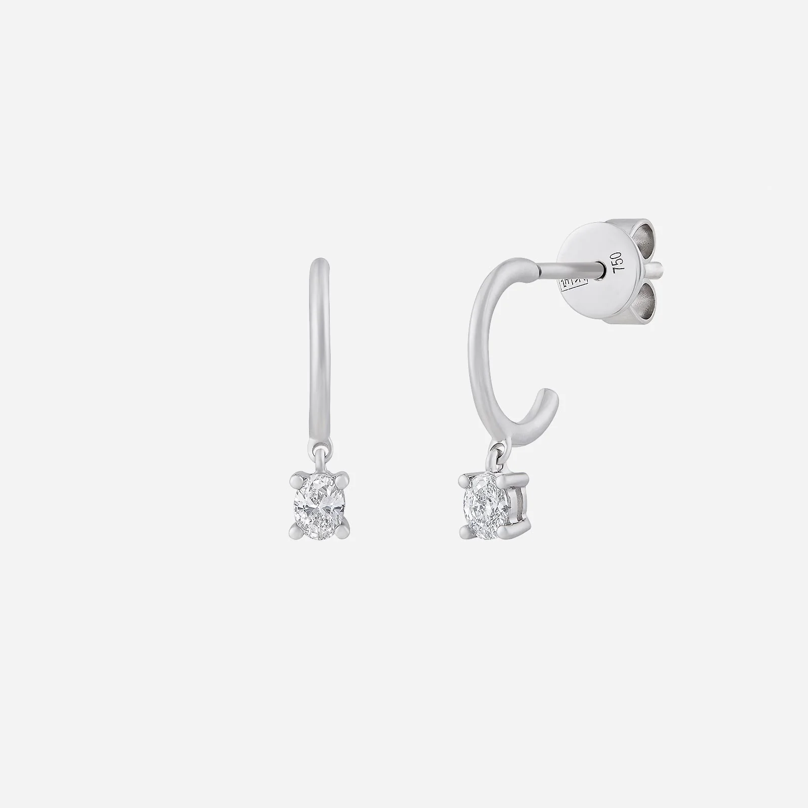 Oval Drop Diamond Earrings in White Gold (HDIAFREESTYLE1522A)