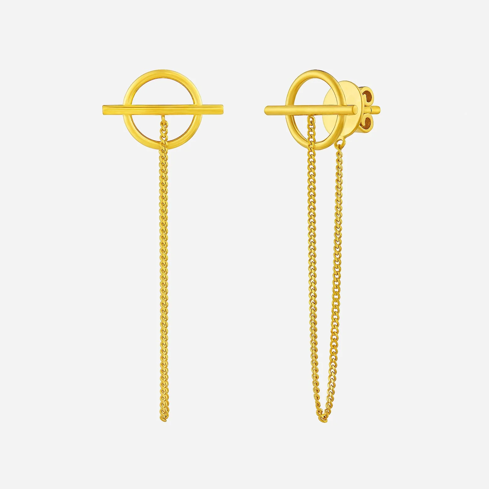 Poise Link Chain Earrings in Yellow Gold (H22KFREESTYLE1702A)