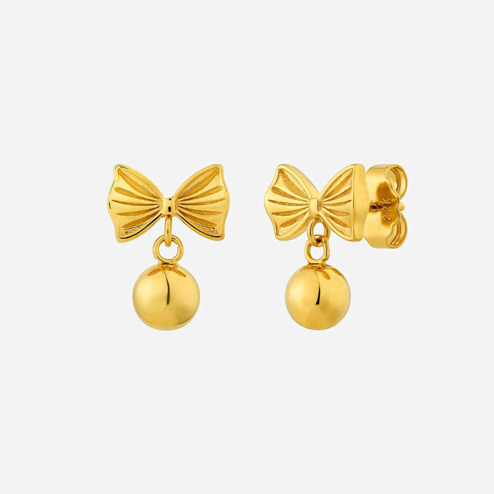 Ribbon Bow Dangle Earrings in Yellow Gold (H22KSTYLE1299A)