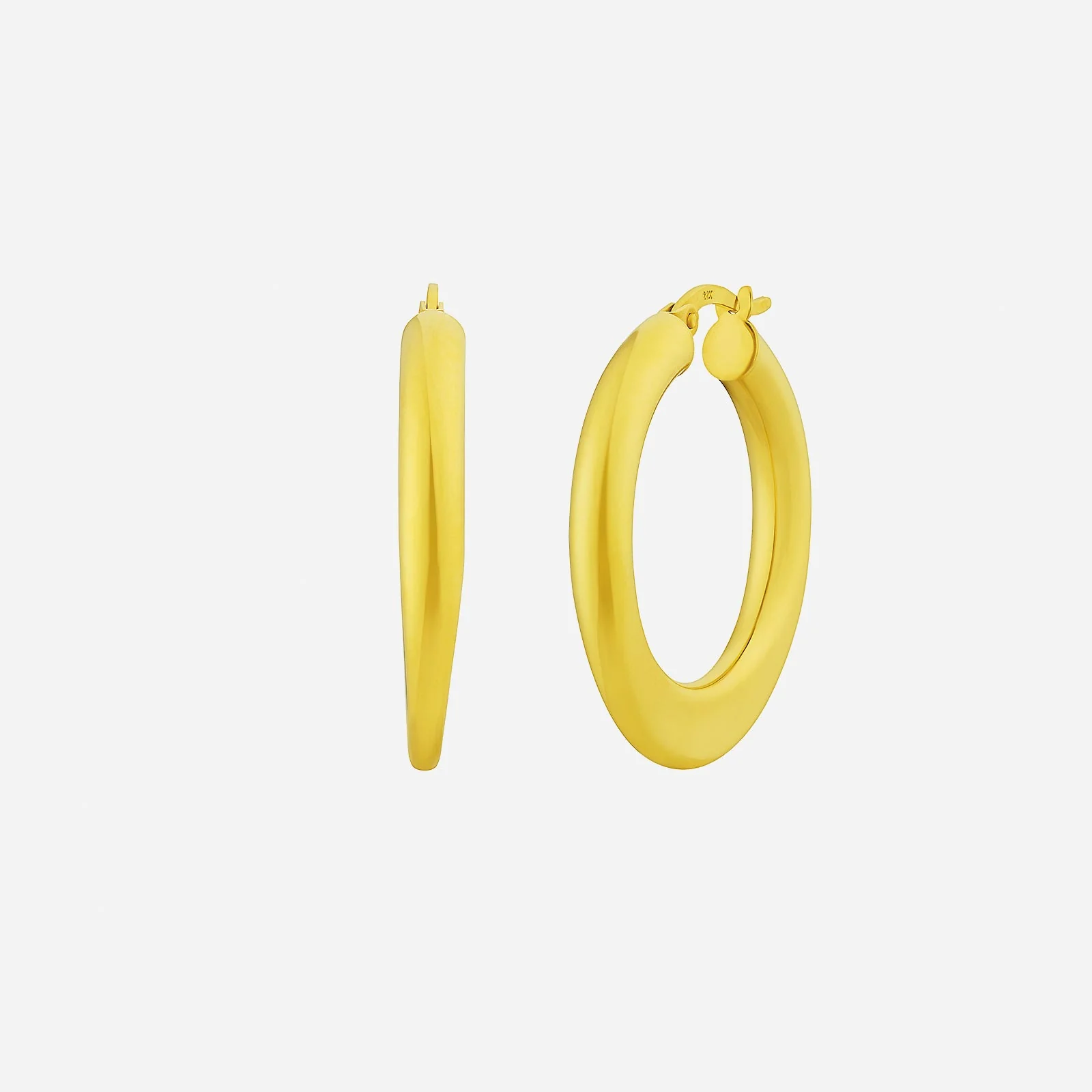 Round Hoop Earrings in Yellow Gold (H22KSTYLE1449A)