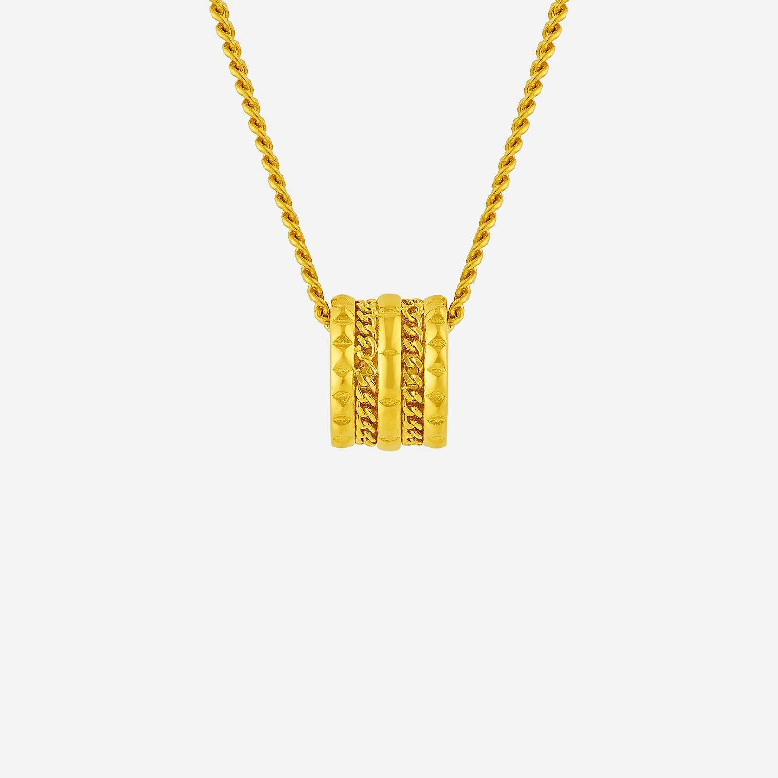 Sculpted Barrel Pendant in Yellow Gold (G999STYLE1628A)