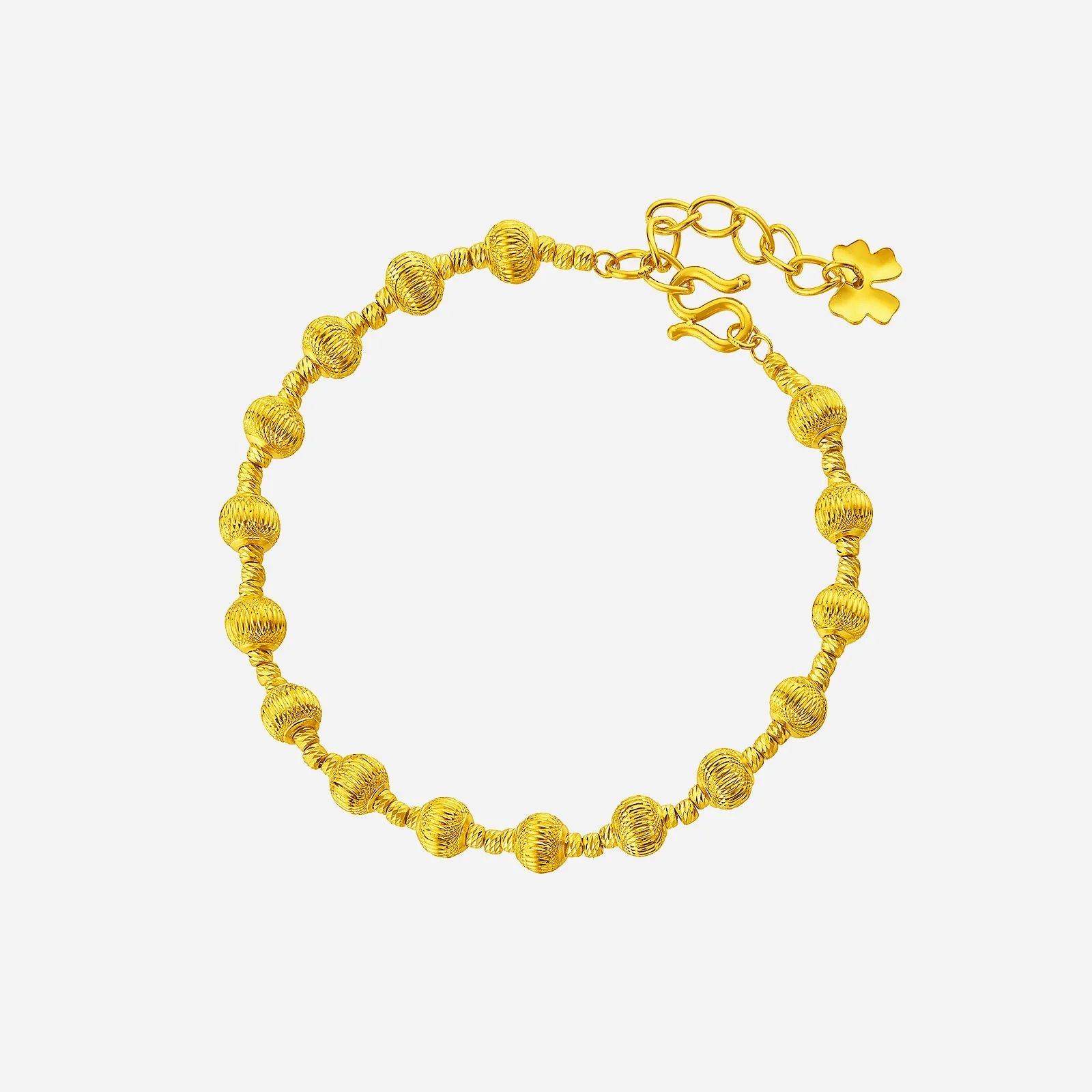 Textured Beaded Bracelet in Yellow Gold (E999STYLE0566A)