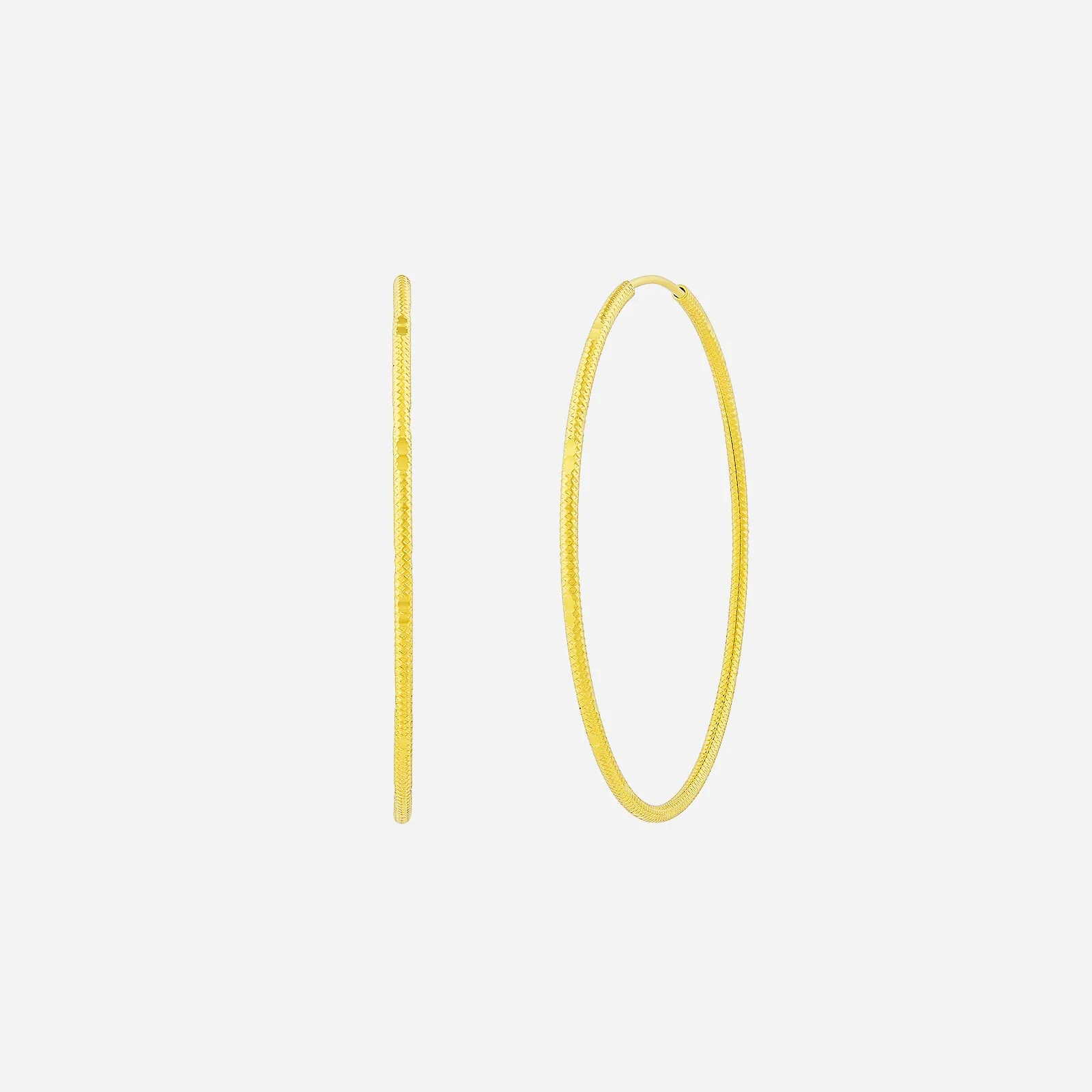 Textured Cut Hoop Earrings in Yellow GOLD (H22KHOOP1372A)
